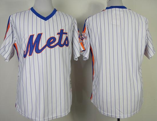 New York Mets Blank White Blue Strip Throwback MLB Jersey
