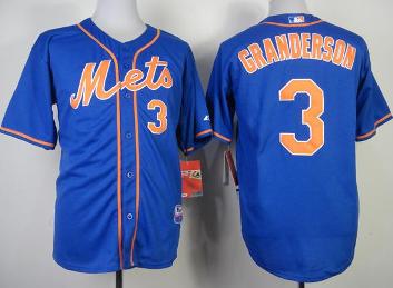 Cheap New York Mets 3 Curtis Granderson Blue Cool Base MLB Jersey Orange Number For Sale