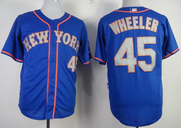 Cheap New York Mets 45 Zack Wheeler Blue Cool Base MLB Jerseys Grey Number For Sale