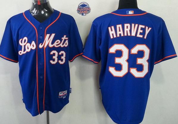 Cheap New York Mets 33 Matt Harvey Blue 2013 All-Star Patch Cool Base MLB Jerseys Los Mets For Sale