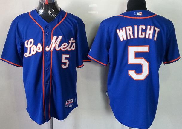 New York Mets 5 David Wright Blue Cool Base MLB Jerseys Los Mets