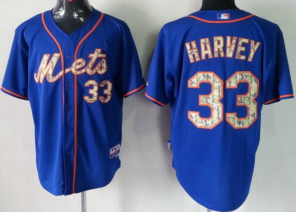 Cheap New York Mets 33 Matt Harvey Blue 2013 USMC Cool Base MLB Jersey Camo Number For Sale