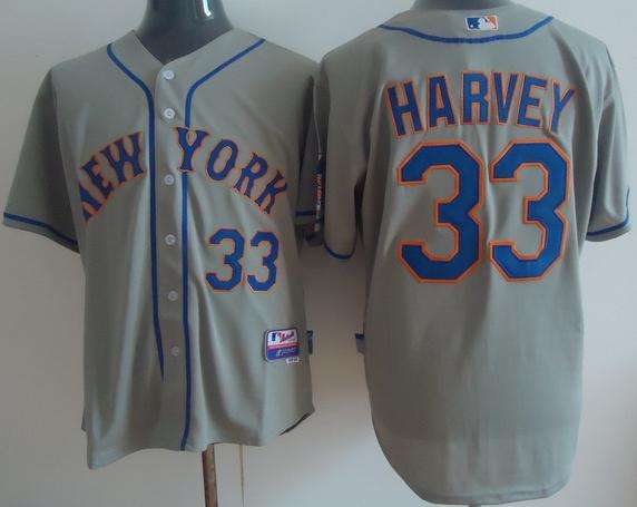 New York Mets 33 Matt Harvey Grey Cool Base MLB Jersey