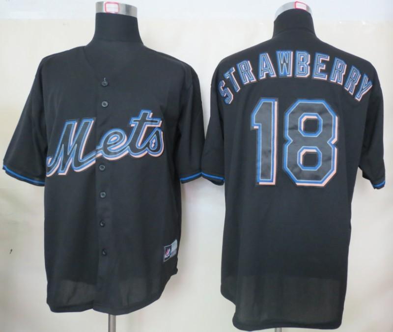 Cheap New York Mets 18 Darryl Strawberry Black Fashion MLB Jerseys For Sale