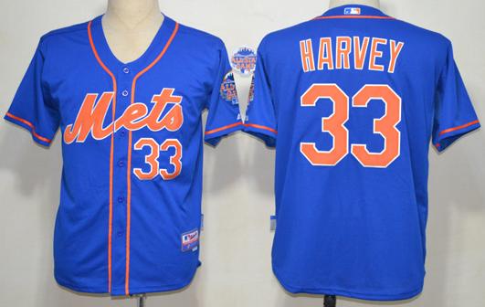 New York Mets 33 Matt Harvey Blue Baseball MLB Jerseys