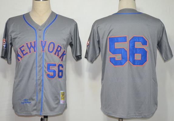 New York Mets 56 Tug McGraw Grey M&N 1965 MLB Jerseys