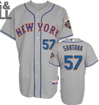 Cheap New York Mets 57# Johan Santana Grey Cool Base 50th Anniversary Patch MLB Jerseys For Sale