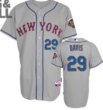 Cheap New York Mets 29# Ike Davis Grey Cool Base 50th Anniversary Patch MLB Jerseys For Sale