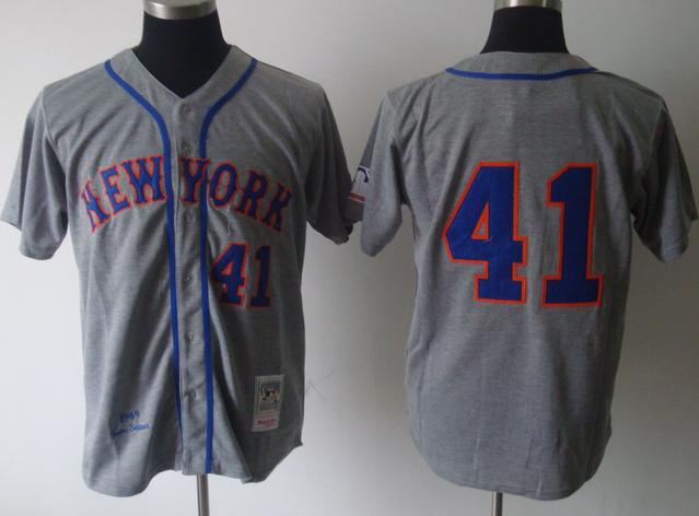 New York Mets 41 Tom Seaver Grey M&N MLB Jerseys