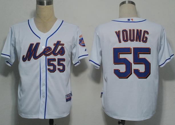 New York Mets 55 Young White Cool Base MLB Jerseys