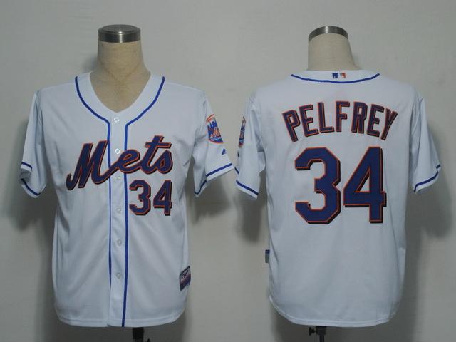New York Mets 34 Pelfrey White Cool Base MLB Jerseys
