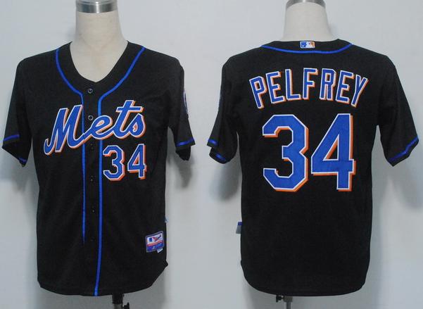 New York Mets 34 Pelfrey Black Cool Base MLB Jerseys New York Mets 34 Pelfrey Black Cool Base MLB Jerseys
