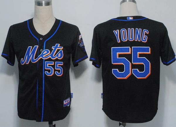 Cheap New York Mets 55 Young Black Cool Base MLB Jerseys For Sale