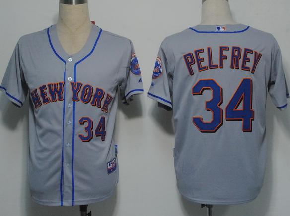 Cheap New York Mets 34 Pelfrey Grey Cool Base MLB Jerseys For Sale