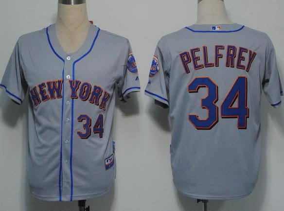 New York Mets 34 Pelfrey Grey Cool Base MLB Jerseys
