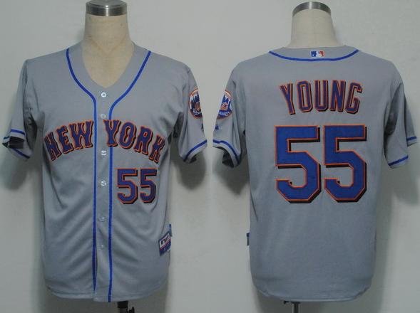 New York Mets 55 Young Grey Cool Base MLB Jerseys New York Mets 55 Young Grey Cool Base MLB Jerseys