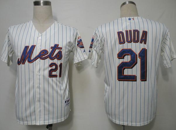 Cheap New York Mets 21 Duda Cream(Blue Strip)Cool Base MLB Jersey For Sale