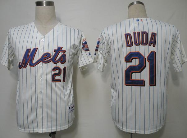 New York Mets 21 Duda Cream(Blue Strip)Cool Base MLB Jersey