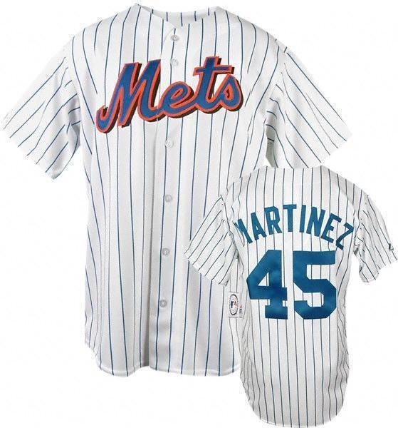 Cheap New York Mets 45 Pedro Martinez White(Blue Strip)MLB Jersey For Sale