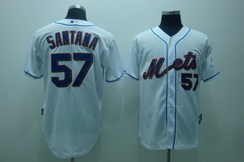 Cheap New York Mets 57 Santana white baseball jerseys For Sale