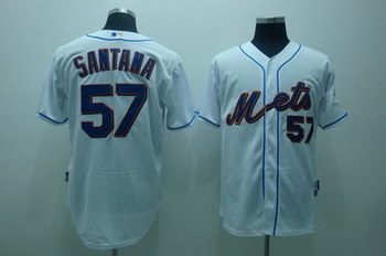 New York Mets 57 Santana white baseball jerseys