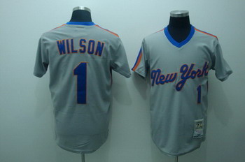 New York Mets 1 Mookie Wilson grey Jerseys Mitchell and Ness New York Mets 1 Mookie Wilson grey Jerseys Mitchell and Ness