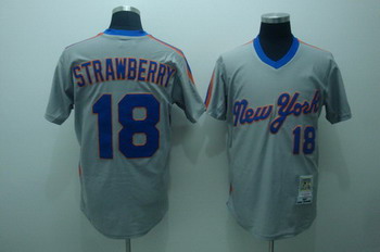 New York Mets 18 strawberry gery mitchell and ness Jerseys