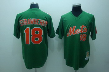 New York Mets 18 Darryl strawberry green Jerseys Mitchell and ness