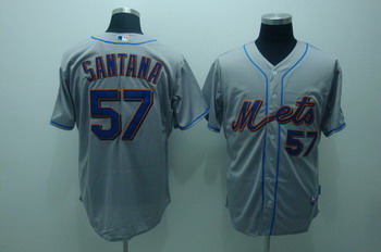 New York Mets 57 Santana grey baseball jerseys