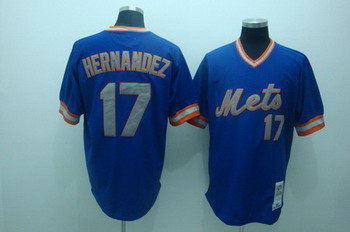 Cheap New York Mets 17 hernandez blue Mitchell and ness Jerseys For Sale