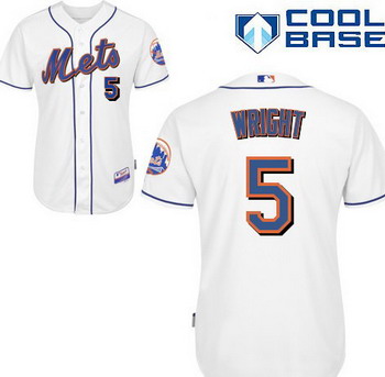 New York Mets 5 David Wright white cool base jerseys