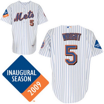 New York Mets 5 David Wright White Pinstripe Jersey