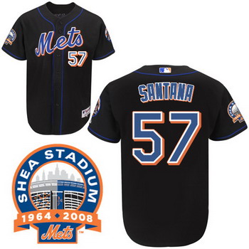 New York Mets 57 Johan Santana black Jerseys