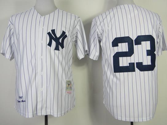 New York Yankees 23 Don Mattingly White 1995 Throwback MLB Jersey