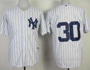New York Yankees 30 David Robertson White Strip MLB Jersey