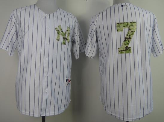 Cheap New York Yankees 7 Mickey Mantle White 2013 USMC Camo Number Cool Base MLB Jersey For Sale