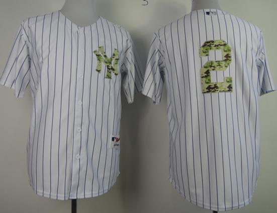 Cheap New York Yankees 2 Derek Jeter White 2013 USMC Camo Number Cool Base MLB Jersey For Sale