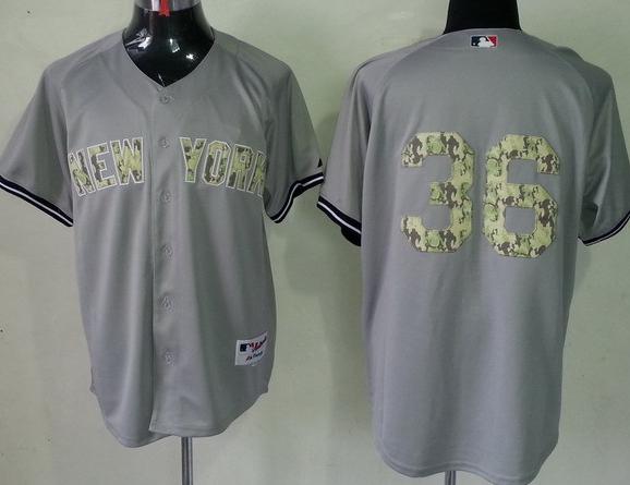 Cheap New York Yankees 36 Kevin Youkilis Grey 2013 USMC Cool Base Camo Number MLB Jersey For Sale