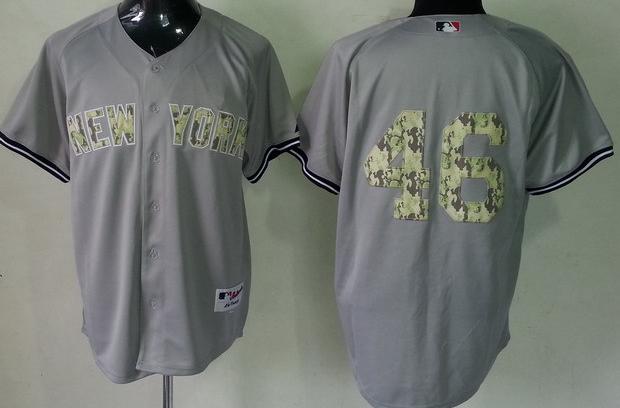 Cheap New York Yankees 46 Andy Pettitte Grey 2013 USMC Cool Base Camo Number MLB Jersey For Sale