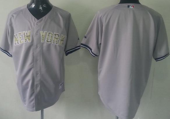 Cheap New York Yankees Blank Grey Cool Base MLB Jersey Camo Number For Sale
