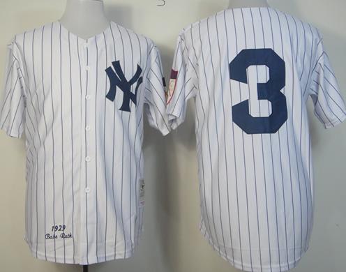 Cheap New York Yankees 3 White Babe Ruth White 1929 Throwback M&N MLB Jerseys For Sale