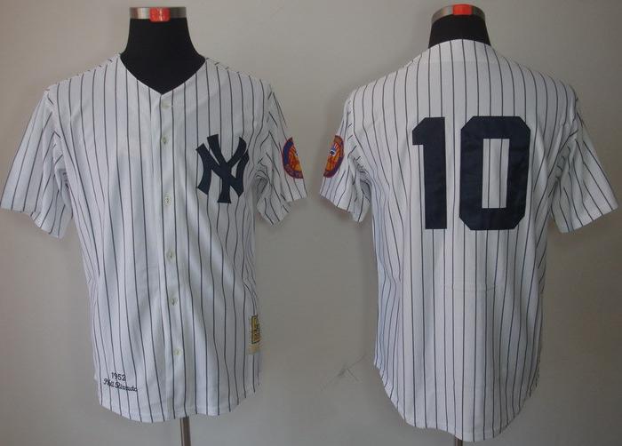 Cheap New York Yankees 10 Phil Rizzuto White M&N Throwback MLB Jerseys For Sale