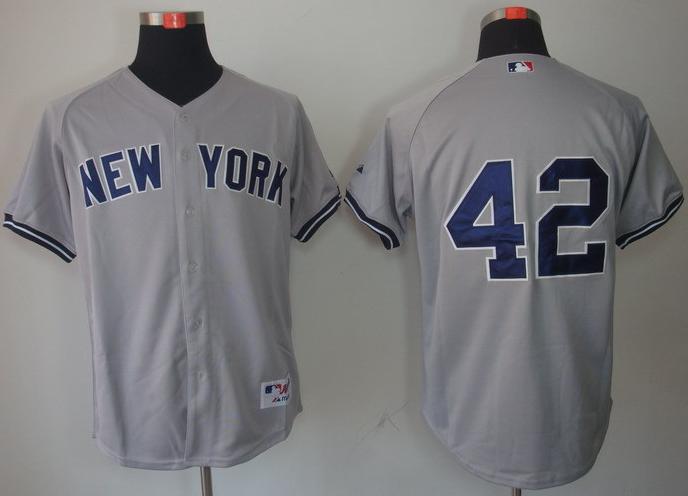 New York Yankees 42 Mariano Rivera Grey MLB Jerseys