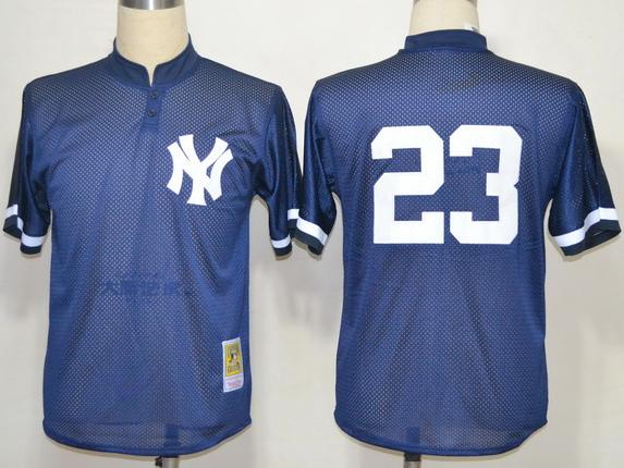 New York Yankees 23 Don Mattingly Blue M&N 1995 MLB Jerseys