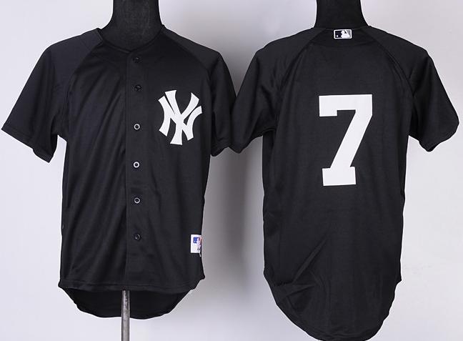 Cheap New York Yankees 7 Mantle Black MLB Jersey For Sale