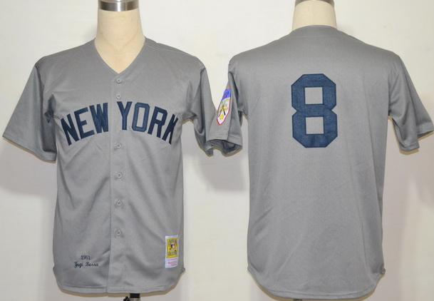 Cheap New York Yankees 8 Yogi Berra Grey M&N 1951 MLB Jerseys For Sale