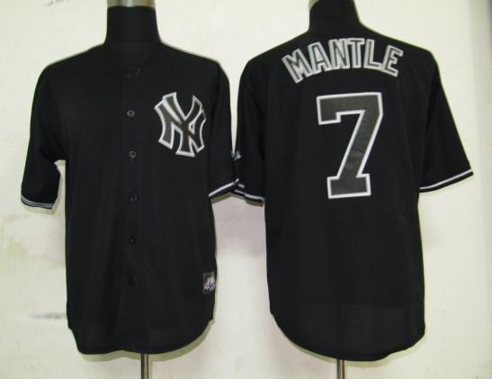 Cheap New York Yankees 7 Mantle Black Fashion MLB Jersey For Sale