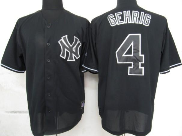 Cheap New York Yankees 4 Gehrig Black Fashion MLB Jersey For Sale