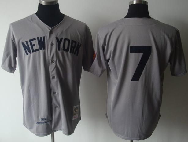 Cheap New York Yankees 7 Mickey Mantle Grey M&N MLB Jerseys For Sale