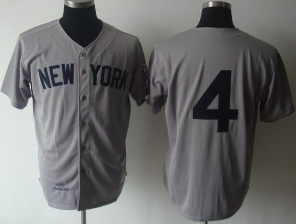 Cheap New York Yankees 4 Lou Gehrig Grey M&N MLB Jerseys For Sale